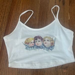 White vintage crop top